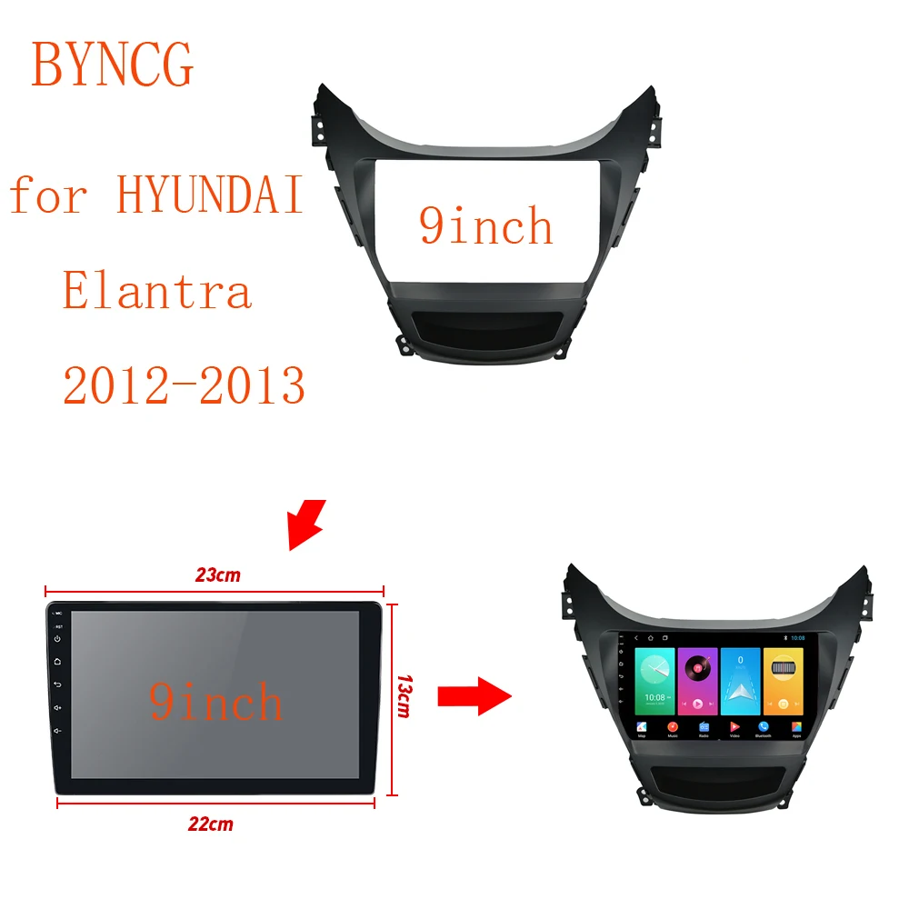 

9 inch Car Fascia Trim Kit for HYUNDAI Elantra 2012- 2019 Double Din DVD Fascias frame Audio Fitting Adaptor Facia Panel In-dash