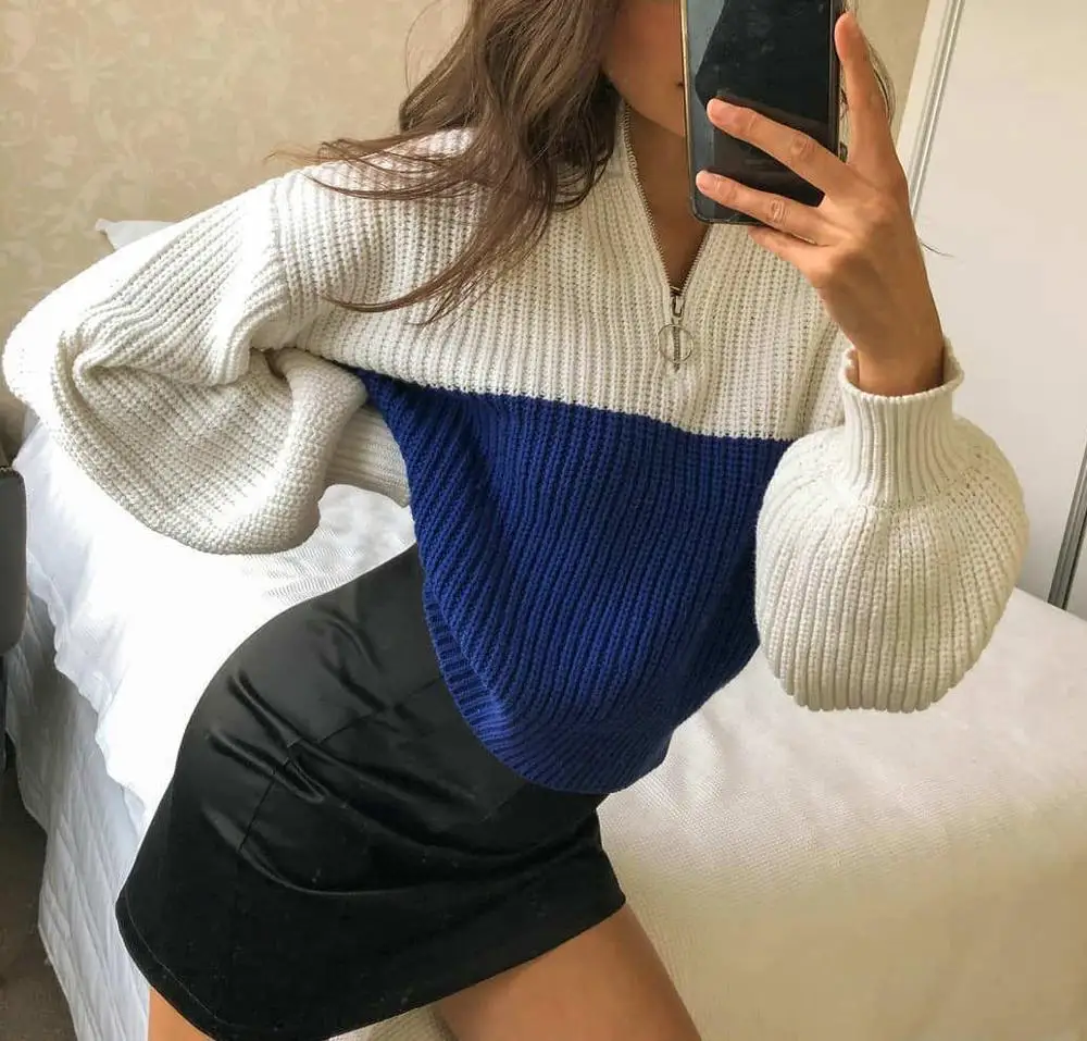 Woman Autumn Sweaters Color Matching Zipper Decor Turtleneck Long Sleeve Pullovers Women Fashion Warm Casual Slim Knitted Tops
Woman Autumn Sweaters Color Matching Zipper Decor Turtleneck Long Sleeve Pullovers Women Fashion Warm Casual Slim Knitted Tops