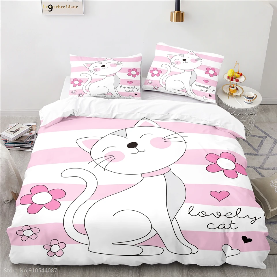 Lovely Cartoon White Cat Printed Bedding Set Children Duvet Cover Set Pillowcase Boys Girls Bedclothes Twin Queen King Bed Linen
Lovely Cartoon White Cat Printed Bedding Set Children Duvet Cover Set Pillowcase Boys Girls Bedclothes Twin Queen King Bed Linen