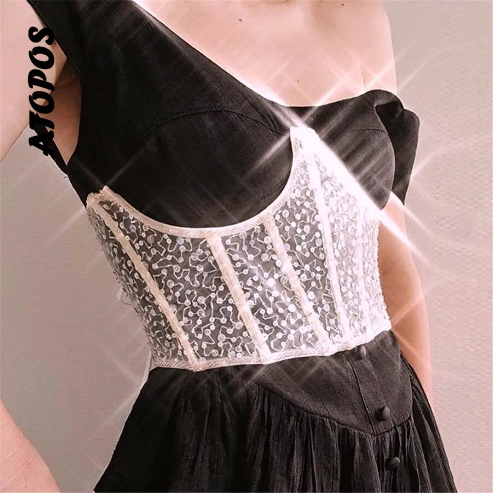 Atopos Y2K Sequins Bandage Corset Crop Tops Women Summer Fashion Lace-up Red Harness Corset Belt Girls Party Clubwear Outfits 
Atopos Y2K Sequins Bandage Corset Crop Tops Women Summer Fashion Lace-up Red Harness Corset Belt Girls Party Clubwear Outfits