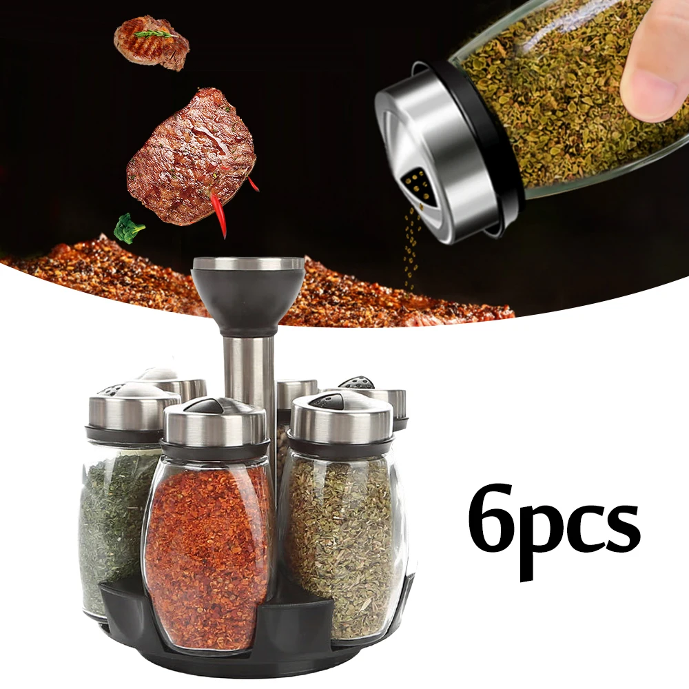 6pcs Rotary Glass Kitchen Spice Rack Bottles Seasoning Salt Pepper Storage Shelf Kitchen Jars for Spices Rotate Glass Cruet
6pcs Rotary Glass Kitchen Spice Rack Bottles Seasoning Salt Pepper Storage Shelf Kitchen Jars for Spices Rotate Glass Cruet