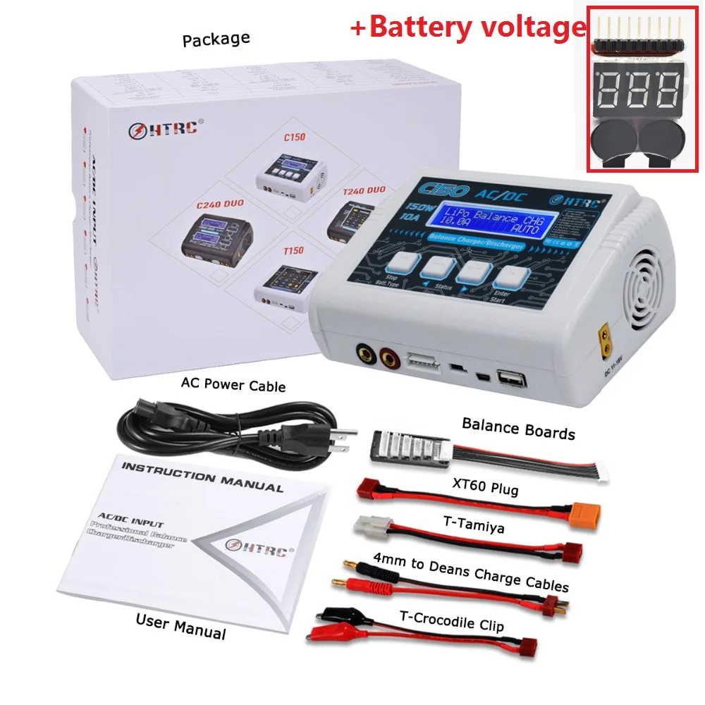 HTRC C150 Lipo Charger Battery Rc AC/DC 150W 10A RC Balance Discharger for LiPo LiHV LiFe Lilon NiCd NiMh Pb Battery
HTRC C150 Lipo Charger Battery Rc AC/DC 150W 10A RC Balance Discharger for LiPo LiHV LiFe Lilon NiCd NiMh Pb Battery