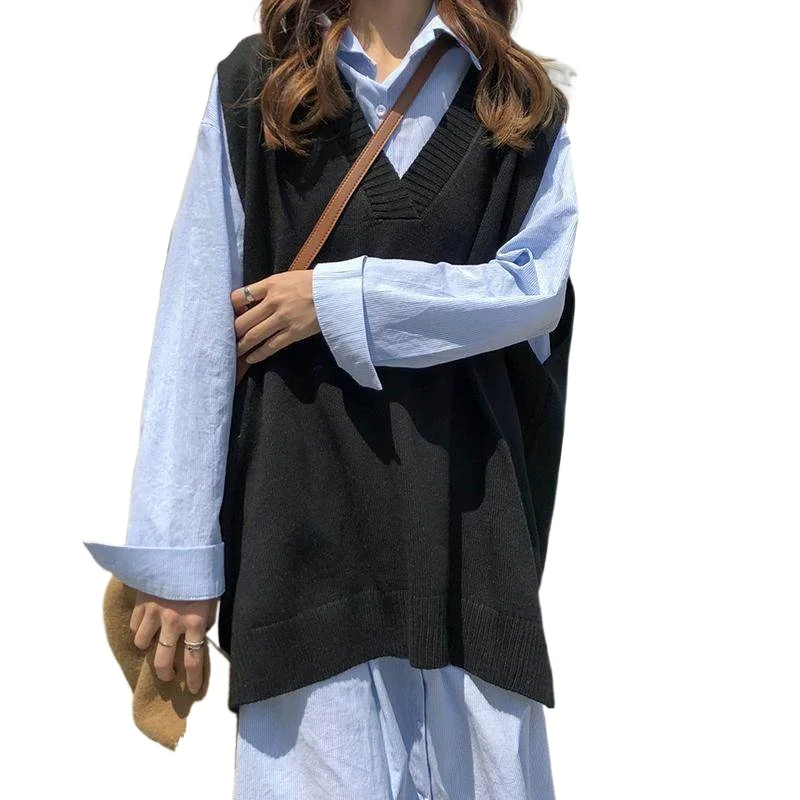 Sweater Vest Women Solid V-neck Loose Simple Classic Elegant Office Ladies Vests Ulzzang Chic Leisure New Knitting
Sweater Vest Women Solid V-neck Loose Simple Classic Elegant Office Ladies Vests Ulzzang Chic Leisure New Knitting