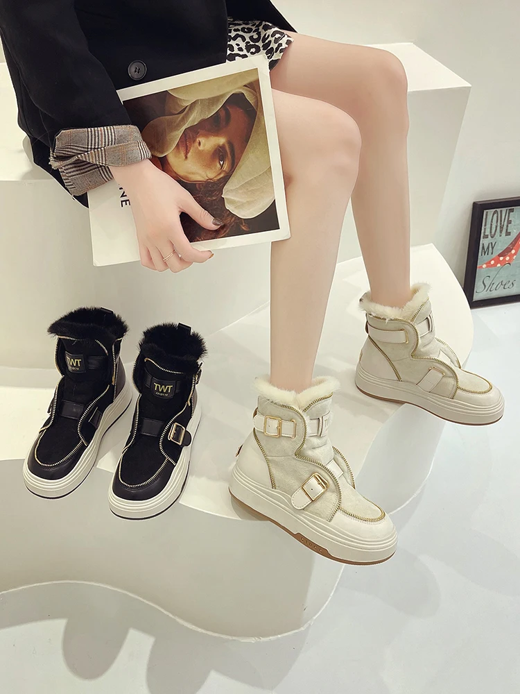 2022 Wool Lace Up Ankle Boots Thick Bottom Wedges Boots Femme Round Toe Platform Shoes Women Black Leather Winter Boots
2022 Wool Lace Up Ankle Boots Thick Bottom Wedges Boots Femme Round Toe Platform Shoes Women Black Leather Winter Boots
