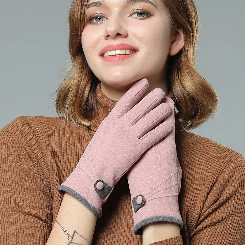 Winter Female Single Layer Warm Cashmere Full Finger Button Cycling Mittens Women Suede Leather Touch Screen Driving Gloves
Winter Female Single Layer Warm Cashmere Full Finger Button Cycling Mittens Women Suede Leather Touch Screen Driving Gloves