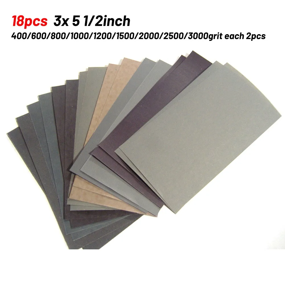 Wet/Dry Sandpaper Set 18pcs 3*5-1/2 400/600/800/1000/1200/1500/2000/2500/3000 Grit Fine Grit
Wet/Dry Sandpaper Set 18pcs 3*5-1/2 400/600/800/1000/1200/1500/2000/2500/3000 Grit Fine Grit