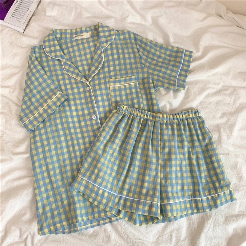 summer pajamas set women short sleeve plaid home suit turn down collar cotton sleepwear loose shorts pijamas casual purple
summer pajamas set women short sleeve plaid home suit turn down collar cotton sleepwear loose shorts pijamas casual purple