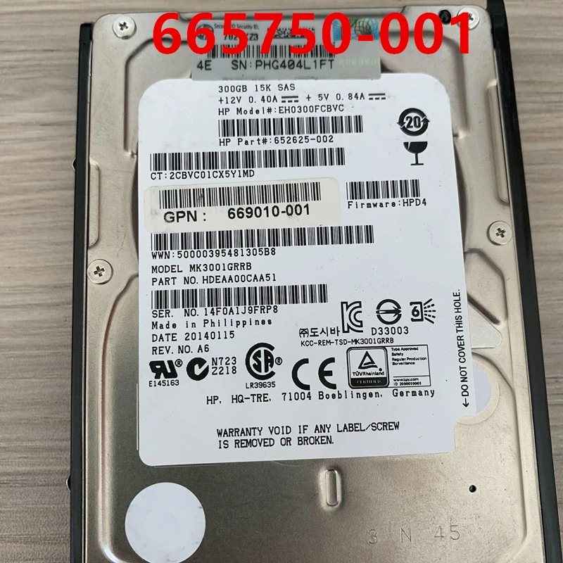 

Original New HDD For HP M6625 300GB 2.5" SAS 6 Gb/s 64MB 15000RPM For Internal HDD For Server HDD For 665750-001 QR477A