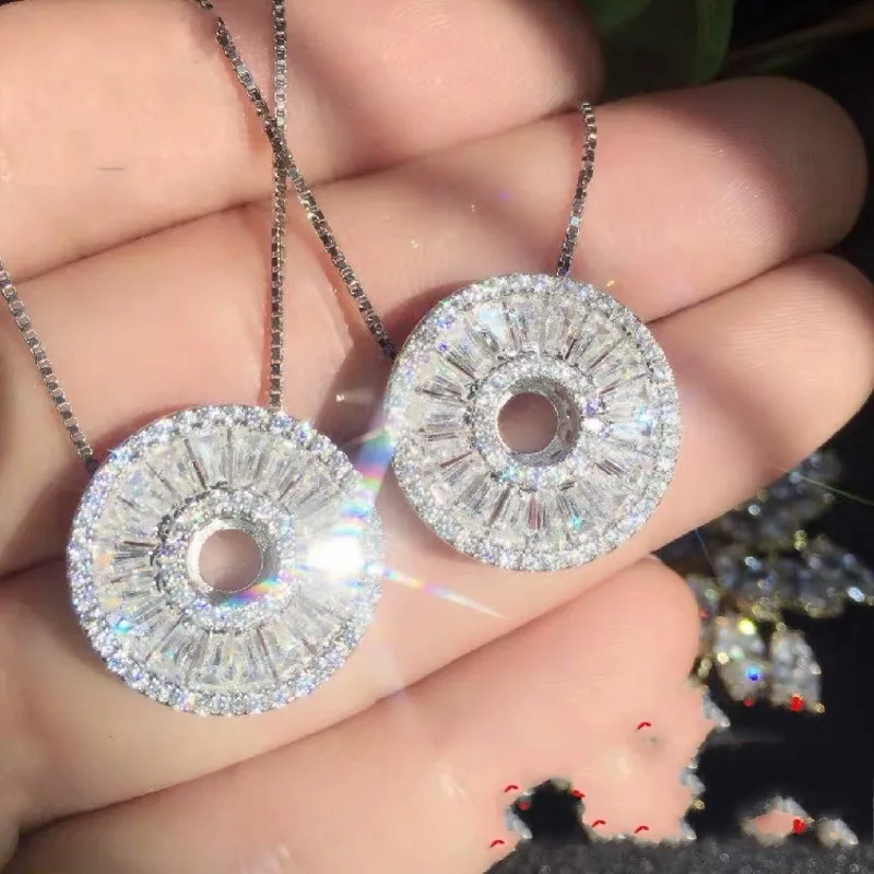 

Роскошные подвески из искусственного бриллианта, настоящее круглое ожерелье из стерлингового серебра 925 пробы, свадебное ожерелье с кулоно...