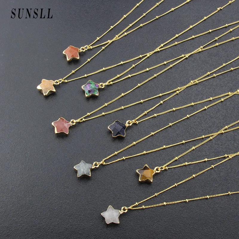 SUNSLL New Design INS Hot Selling Candy Color Solid Star Natural Stone Pendant Cute Fashion Gold-plated Necklace Jewelry Gift
SUNSLL New Design INS Hot Selling Candy Color Solid Star Natural Stone Pendant Cute Fashion Gold-plated Necklace Jewelry Gift