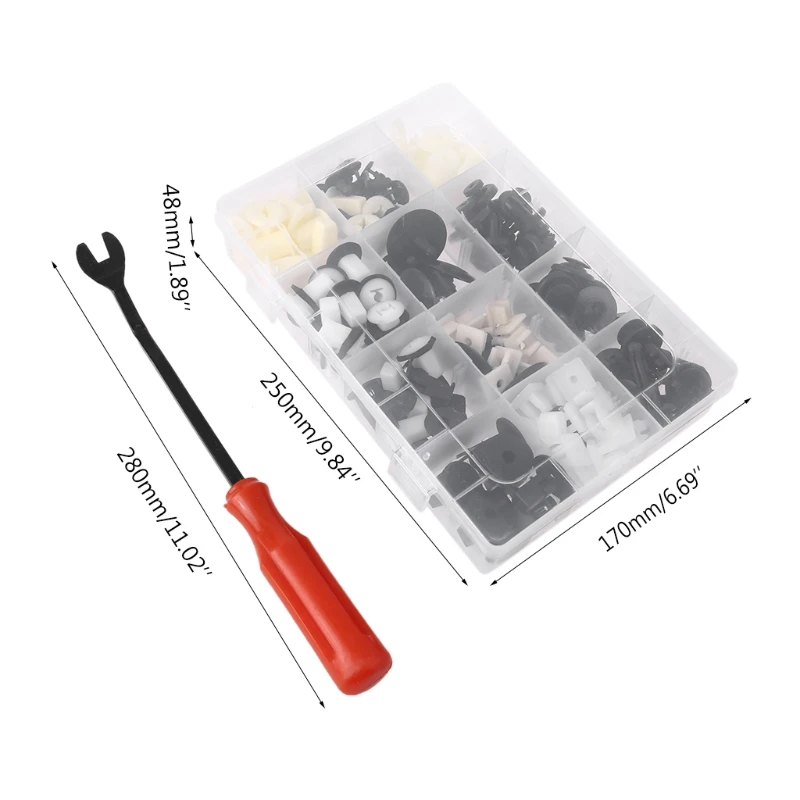 166pcs Nylon Push Retainer Clips Fastener Removal Tools Panel Bumper Mudapron Door Clips with Plastic Storage Case
166pcs Nylon Push Retainer Clips Fastener Removal Tools Panel Bumper Mudapron Door Clips with Plastic Storage Case