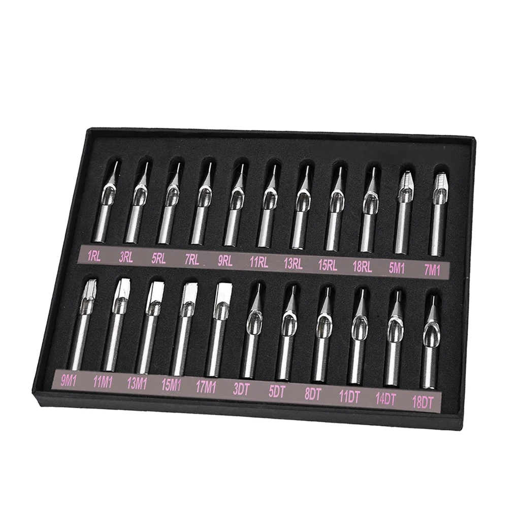 Lot 22pcs Stainless Steel Tattoo Machine Tips Set Nozzle Tube for Needles Reusable Kit in Box
Lot 22pcs Stainless Steel Tattoo Machine Tips Set Nozzle Tube for Needles Reusable Kit in Box
