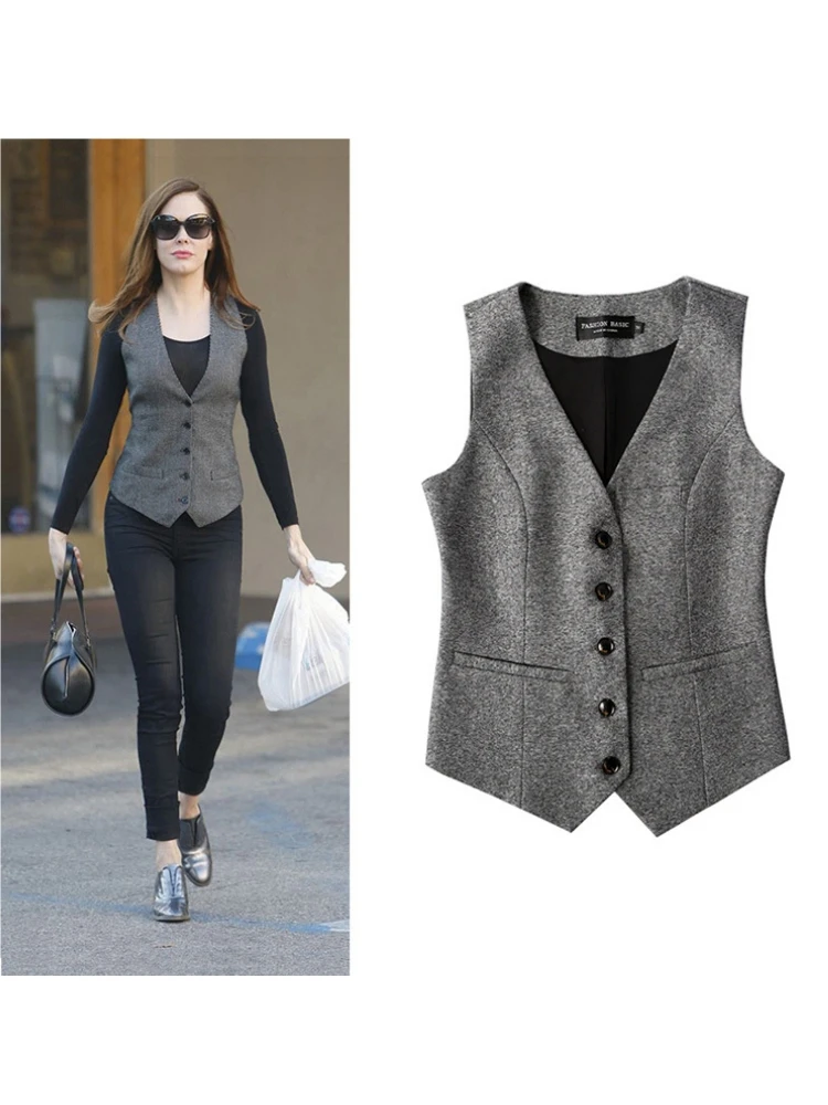 Women's Vests Spring Autumn Plus Size Fashion Women Suit Waistcoat Vintage V-neck Vest Sleeveless Slim OL Elegant Vests
Women's Vests Spring Autumn Plus Size Fashion Women Suit Waistcoat Vintage V-neck Vest Sleeveless Slim OL Elegant Vests