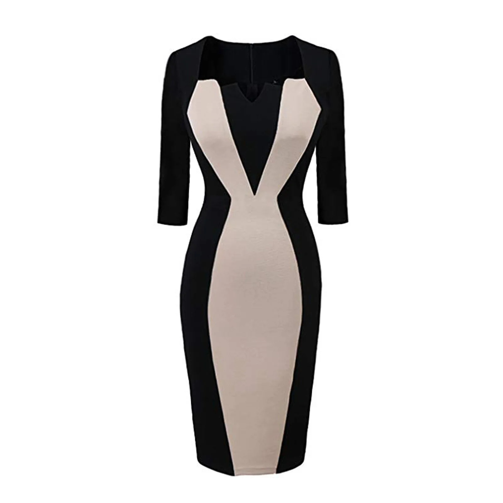 40# Business Dress Women's Patchwork Knee-length Slim V Neck Pencil Dress Business Church Dress Vestido De Mujer
40# Business Dress Women's Patchwork Knee-length Slim V Neck Pencil Dress Business Church Dress Vestido De Mujer