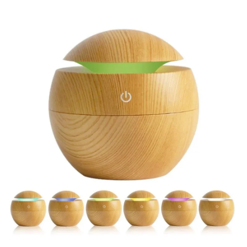 130ML Electric Air Humidifier Essential Aroma Oil Diffuser USB Rechargeable Wood Grain Humidifier with 7 Color LED Lights
130ML Electric Air Humidifier Essential Aroma Oil Diffuser USB Rechargeable Wood Grain Humidifier with 7 Color LED Lights