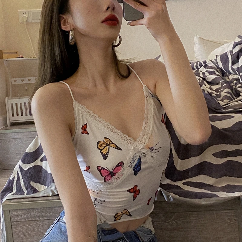 Укороченный топ без рукавов Y2K на бретелях-спагетти, летний топ с кружевной отделкой, топы, Милая женская одежда с принтом бабочки для девоче...
Укороченный топ без рукавов Y2K на бретелях-спагетти, летний топ с кружевной отделкой, топы, Милая женская одежда с принтом бабочки для девоче...