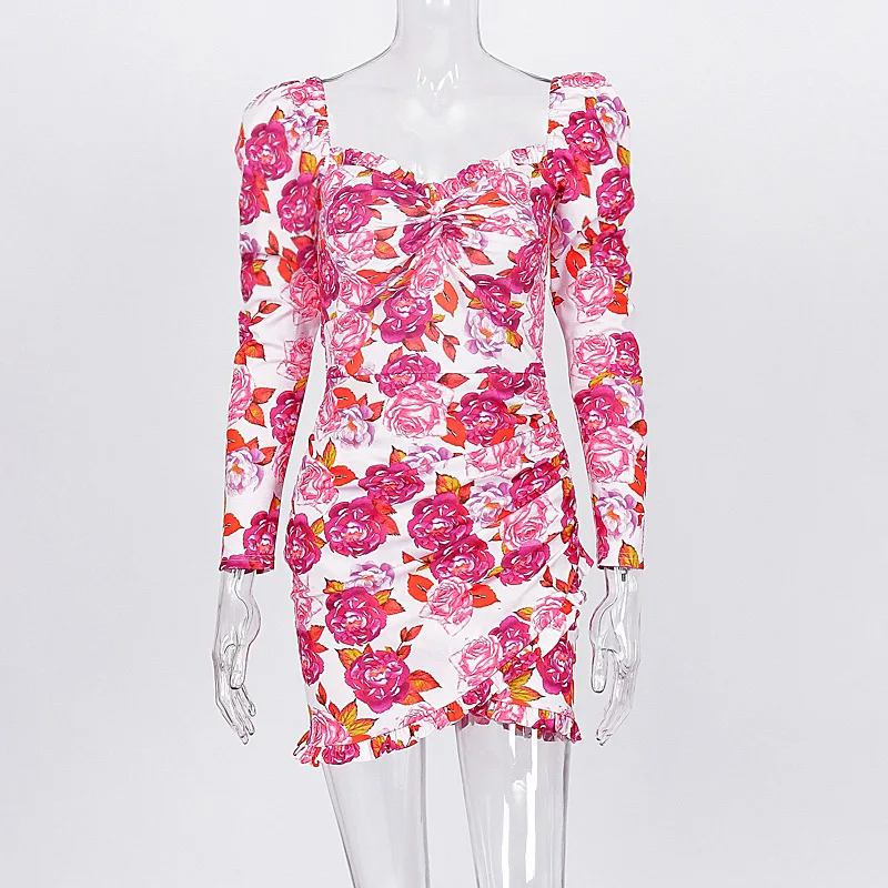 Bangniweigou Autumn New Fancy Pink Floral Bandage Dress Puff Sleeve Autumn Romantic Ruched Mini Club Dress Female Elegant Dress
Bangniweigou Autumn New Fancy Pink Floral Bandage Dress Puff Sleeve Autumn Romantic Ruched Mini Club Dress Female Elegant Dress
