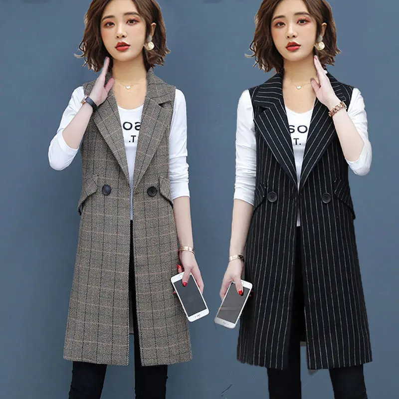 2022 Autumn Women Classic Long Vest Elegant Suit Vest Female Sleeveless Jackets Outerwear Office Lady Slim Waistcoats H626
2022 Autumn Women Classic Long Vest Elegant Suit Vest Female Sleeveless Jackets Outerwear Office Lady Slim Waistcoats H626