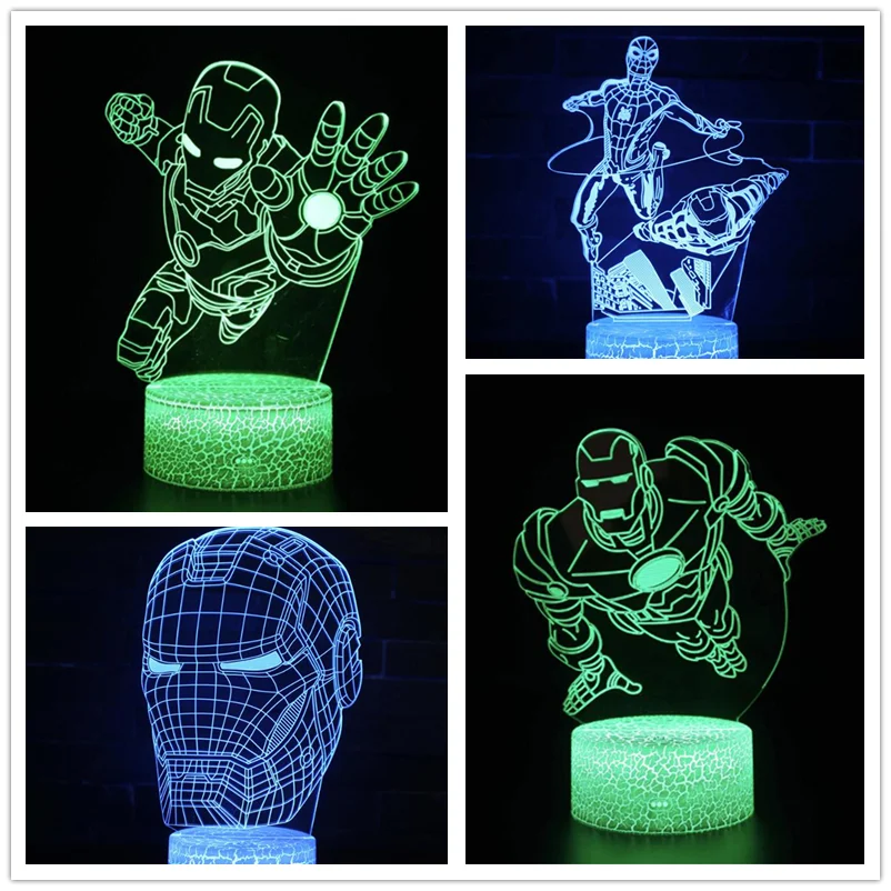 Marvel Avengers Acrylic 3D Illusion LED Lamp Iron Man USB Colourful NightLight Anime Figures Visual Lamp For Home Decor Kid Gift
Marvel Avengers Acrylic 3D Illusion LED Lamp Iron Man USB Colourful NightLight Anime Figures Visual Lamp For Home Decor Kid Gift