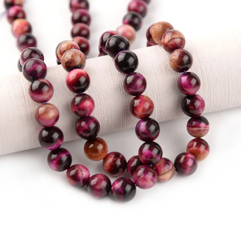 Beadtales 6/8/10mm 15" Natural Stone Red Yellow Tiger Eye Beads Round Loose Beads For Jewelry DIY Making Bracelet Accessories