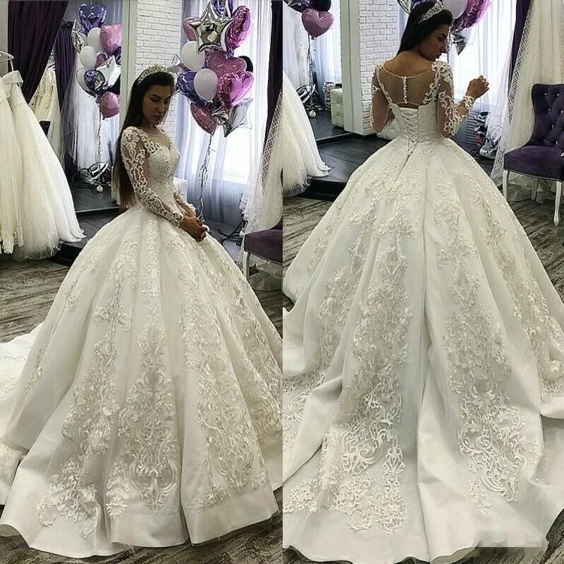 Lace Wedding Dresses Long Sleeves Bridal Gowns Round Neck Vestido De Novia Illusion Lace Tulle Ball Gowns Robe de Mariage 2021
Lace Wedding Dresses Long Sleeves Bridal Gowns Round Neck Vestido De Novia Illusion Lace Tulle Ball Gowns Robe de Mariage 2021