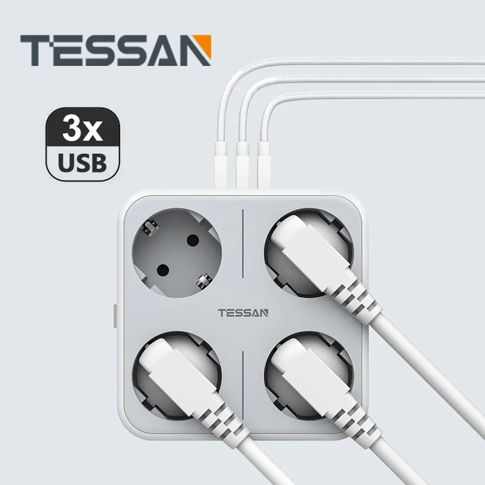 TESSAN Compact Size Outlet Expander Power Adapter with 3 USB and 4 Outlets On/Off Switch EU Plug Socket for Home/Office/Travel
TESSAN Compact Size Outlet Expander Power Adapter with 3 USB and 4 Outlets On/Off Switch EU Plug Socket for Home/Office/Travel