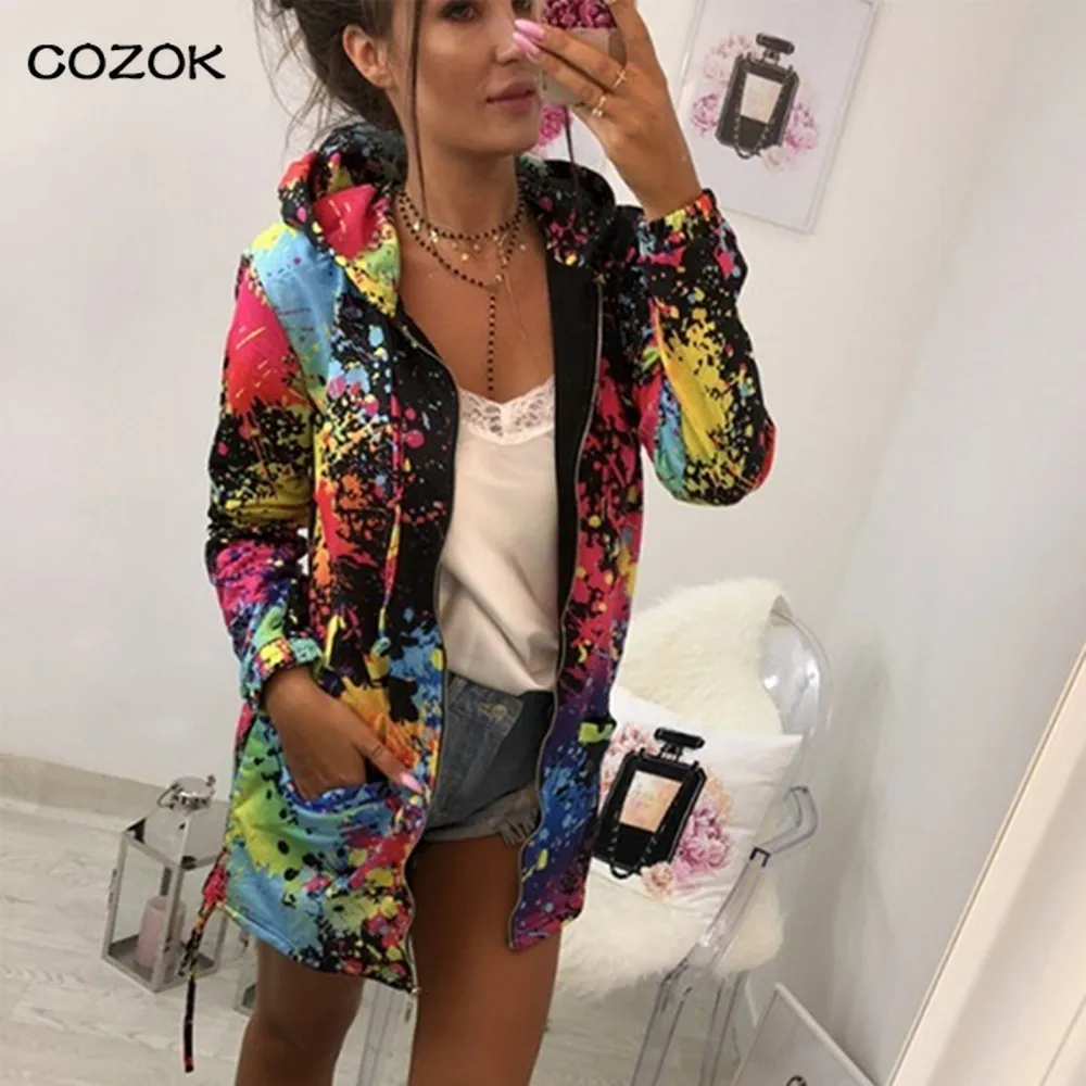 5XL Women Print Jackets Spring Colourful Tie Dyeing Hooded Women Sweatshirt Casual Pocket Zipper Loose Plus size Female Outwear
5XL Women Print Jackets Spring Colourful Tie Dyeing Hooded Women Sweatshirt Casual Pocket Zipper Loose Plus size Female Outwear