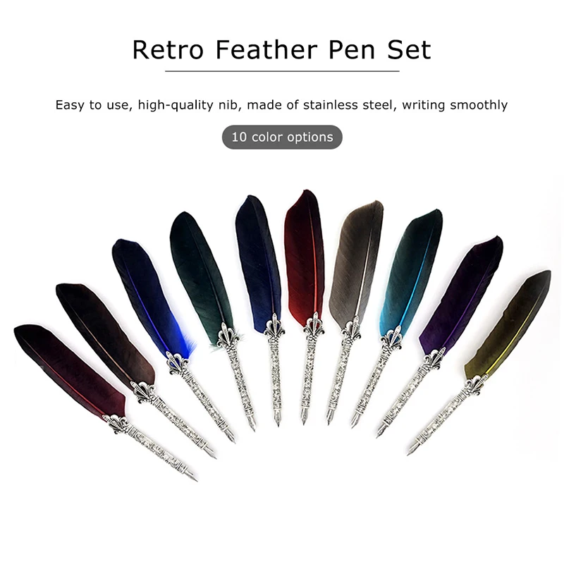 Vintage Quill Dip Pen Turkey Feather Pen Quill Oblique + 5 Nibs Pen Set Writing Tools Office School Supply Creative Stationery
Vintage Quill Dip Pen Turkey Feather Pen Quill Oblique + 5 Nibs Pen Set Writing Tools Office School Supply Creative Stationery
