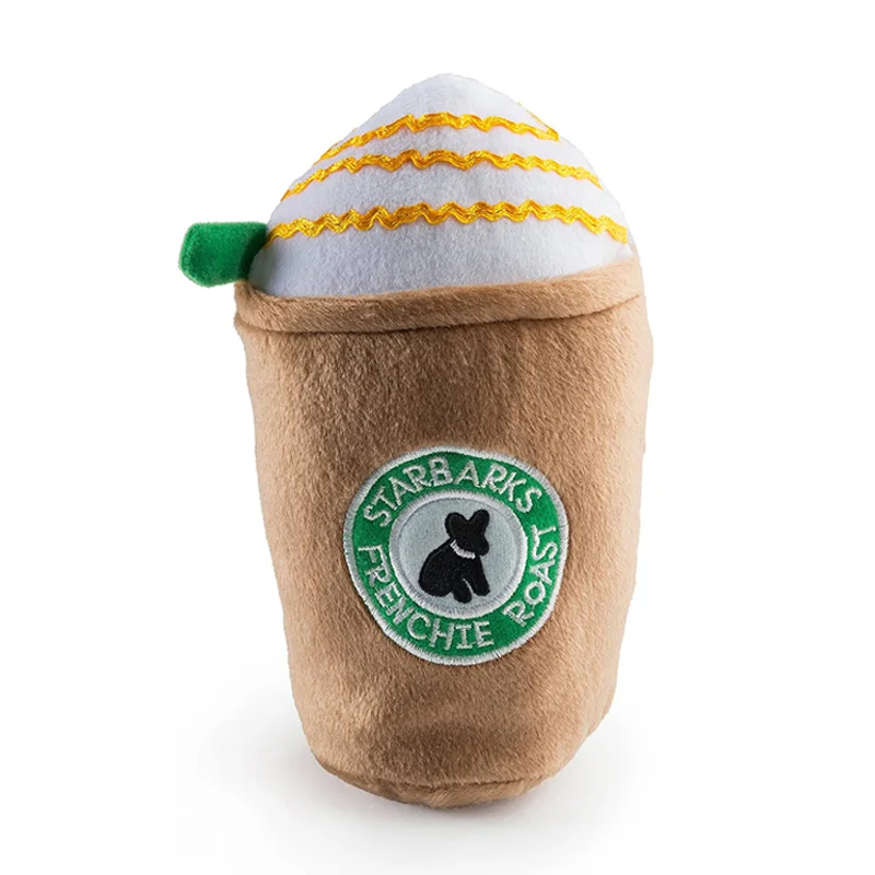 

Squeaky Dog Toys Dog Starbarks Coffee Collection | Unique Squeaky Parody Plush Dog Toys – Canine Caffeine Your Dog Can Handle