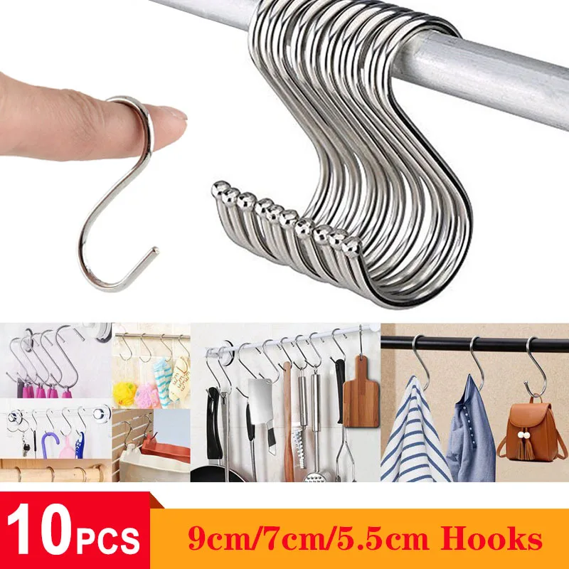 10pcs S Shaped Hooks Clasp Stainless Steel Railing S Hanging Storage Hook for Home Kitchen Bathroom Organizer Holder Tools
10pcs S Shaped Hooks Clasp Stainless Steel Railing S Hanging Storage Hook for Home Kitchen Bathroom Organizer Holder Tools