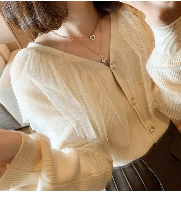 Knitted cardigan jacket female 2020 new autumn and winter Korean V-neck mesh ruffled long sleeve red retro sweater V-Neck
Knitted cardigan jacket female 2020 new autumn and winter Korean V-neck mesh ruffled long sleeve red retro sweater V-Neck