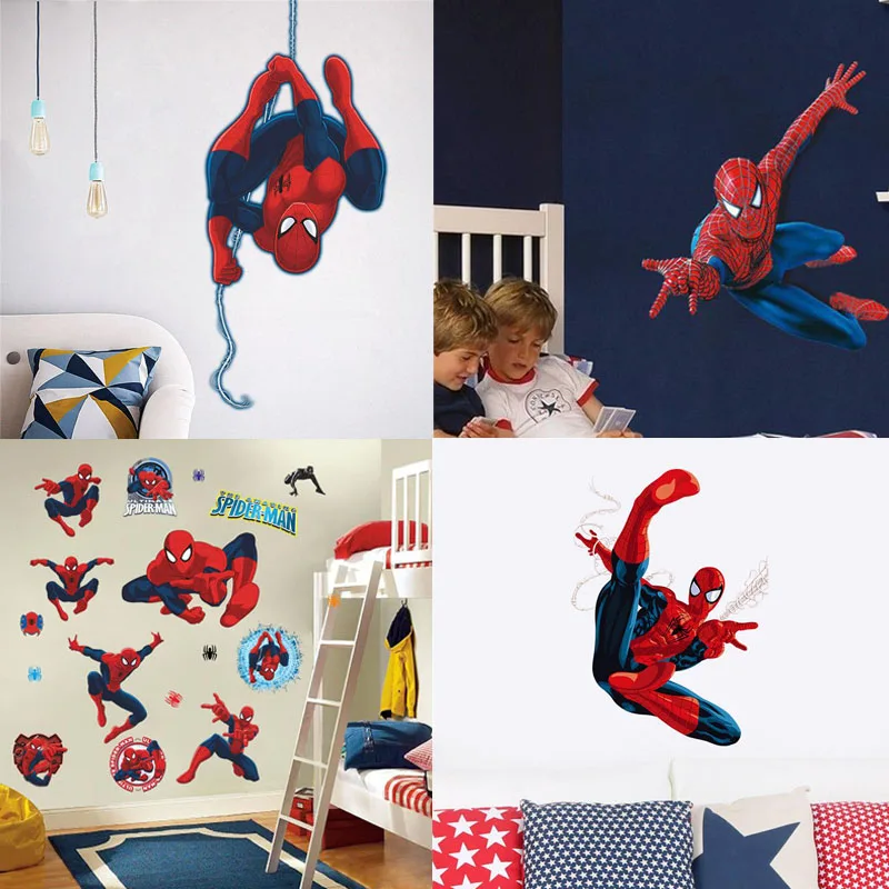 Горячие 3D наклейки на стену Человек-паук для детской комнаты спальни украшение