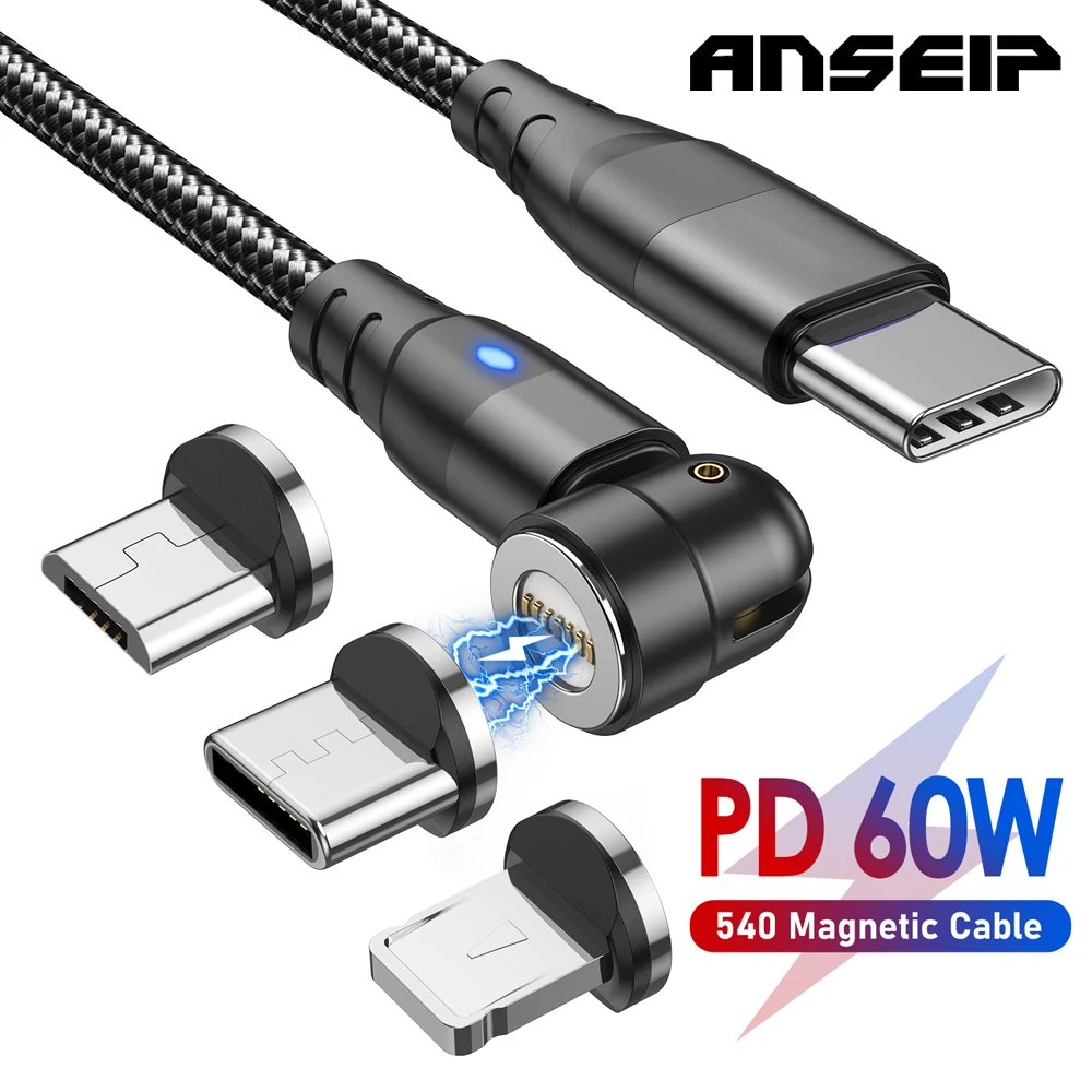 ANSEIP Magnetic USB Cable PD 60W Fast Charging USBC to USB Type C Micro Charger Data USB Cable for iPhone 11 12 Xiaomi 10 Huawei
ANSEIP Magnetic USB Cable PD 60W Fast Charging USBC to USB Type C Micro Charger Data USB Cable for iPhone 11 12 Xiaomi 10 Huawei