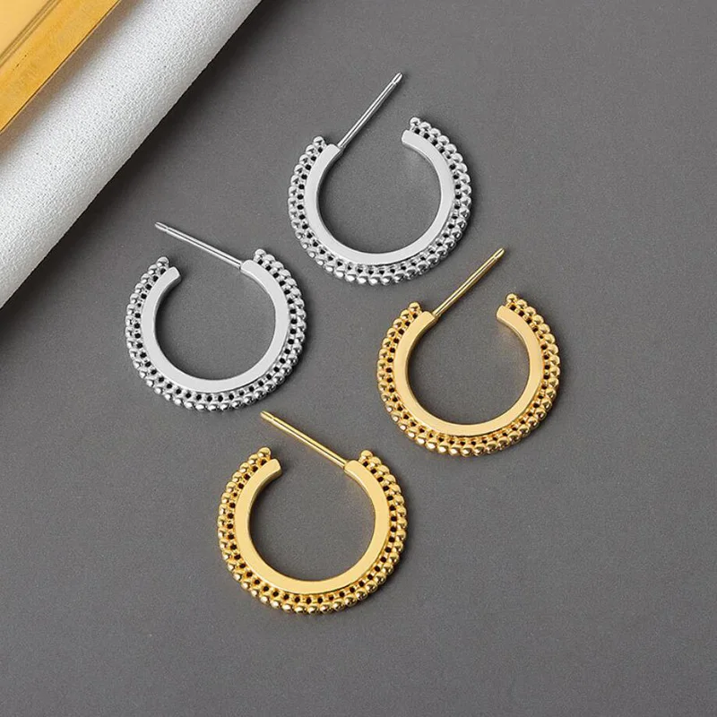 KOFSAC New Fashion 925 Sterling Silver Earrings For Women Simple Small Round Bead geometric flat C Design Earring Lady Party
KOFSAC New Fashion 925 Sterling Silver Earrings For Women Simple Small Round Bead geometric flat C Design Earring Lady Party