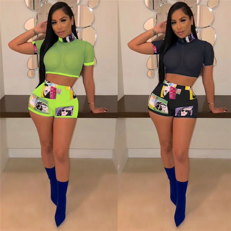 2020 Female Transparent Suits Women Girl Mesh Sheer See Through Short Sleeve T-Shirt Crop Tops High Waist Print Shorts Tracksuit
2020 Female Transparent Suits Women Girl Mesh Sheer See Through Short Sleeve T-Shirt Crop Tops High Waist Print Shorts Tracksuit