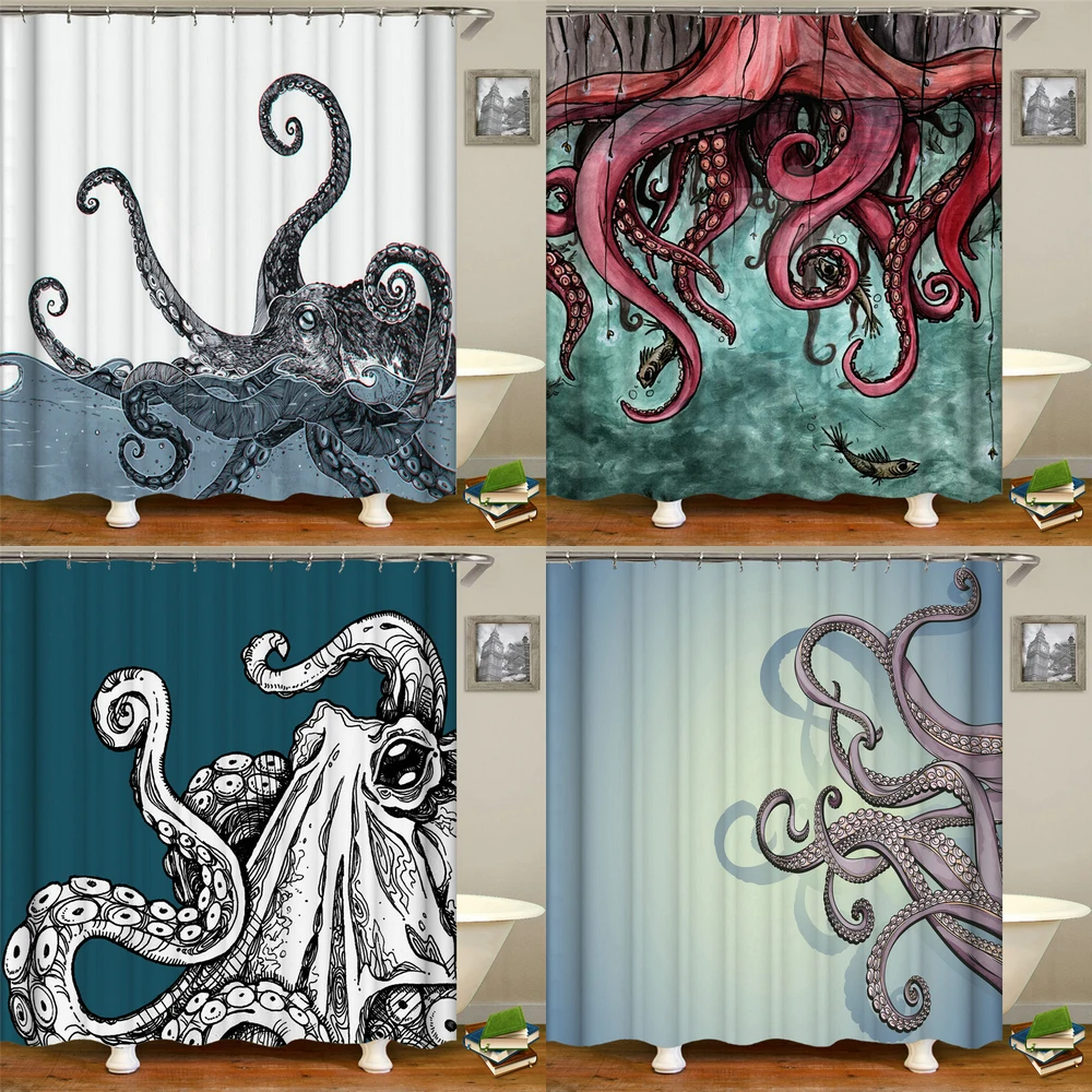 Octopus Seas Shower Curtains Bath Curtain 180*180cm Waterproof Bathroom Home Decor Washable Fabric Bathroom Screen With 12 Hooks
Octopus Seas Shower Curtains Bath Curtain 180*180cm Waterproof Bathroom Home Decor Washable Fabric Bathroom Screen With 12 Hooks