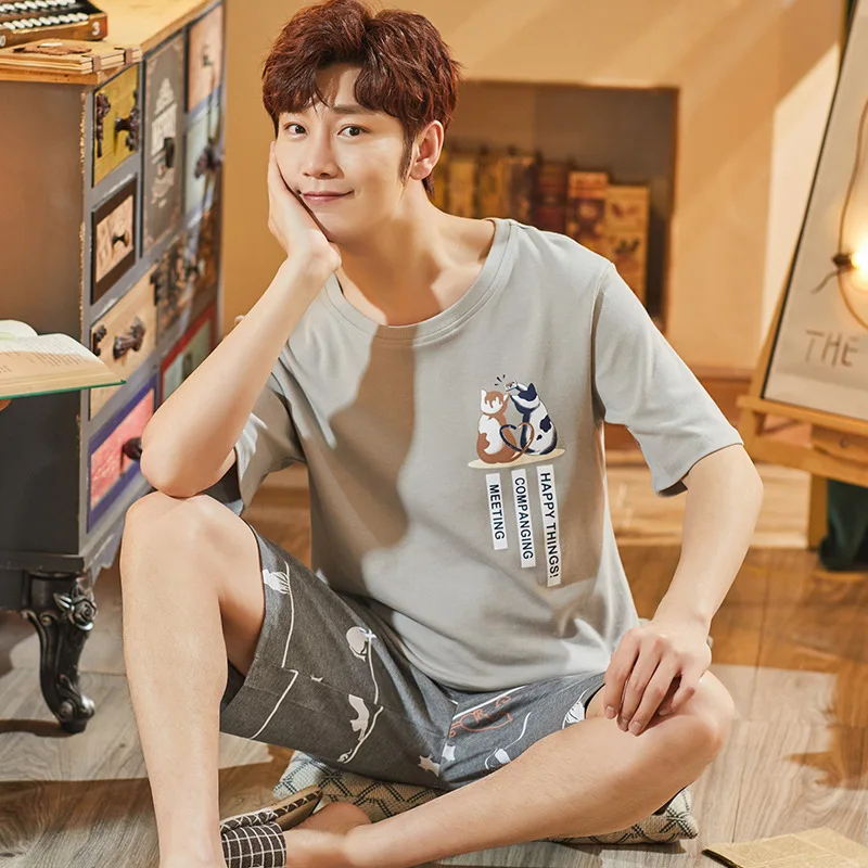 Men Summer Cotton Short-sleeved Shorts Pajamas Set Thin Section Home Suit Multi Styles L-xxxl Plus Sizes Mens Sleepwear Pajamas
Men Summer Cotton Short-sleeved Shorts Pajamas Set Thin Section Home Suit Multi Styles L-xxxl Plus Sizes Mens Sleepwear Pajamas