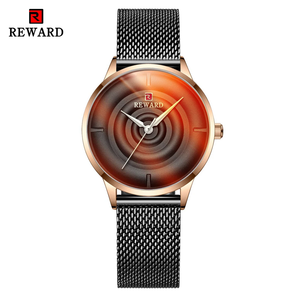 REWARD 2021Beautiful Unique Design Dial Black Mesh belt Women Quartz Wristwatch Clock Female Fashion Dress Watch Montre femme
REWARD 2021Beautiful Unique Design Dial Black Mesh belt Women Quartz Wristwatch Clock Female Fashion Dress Watch Montre femme