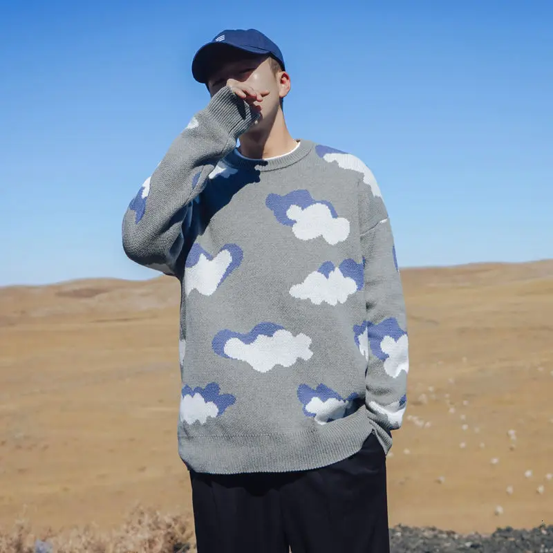 Winter Cloud Sweater Men's Warmth Fashion Retro Casual Knitted Pullover Men Streetwear Korean Loose O Neck Sweater Mens Clothes
Winter Cloud Sweater Men's Warmth Fashion Retro Casual Knitted Pullover Men Streetwear Korean Loose O Neck Sweater Mens Clothes