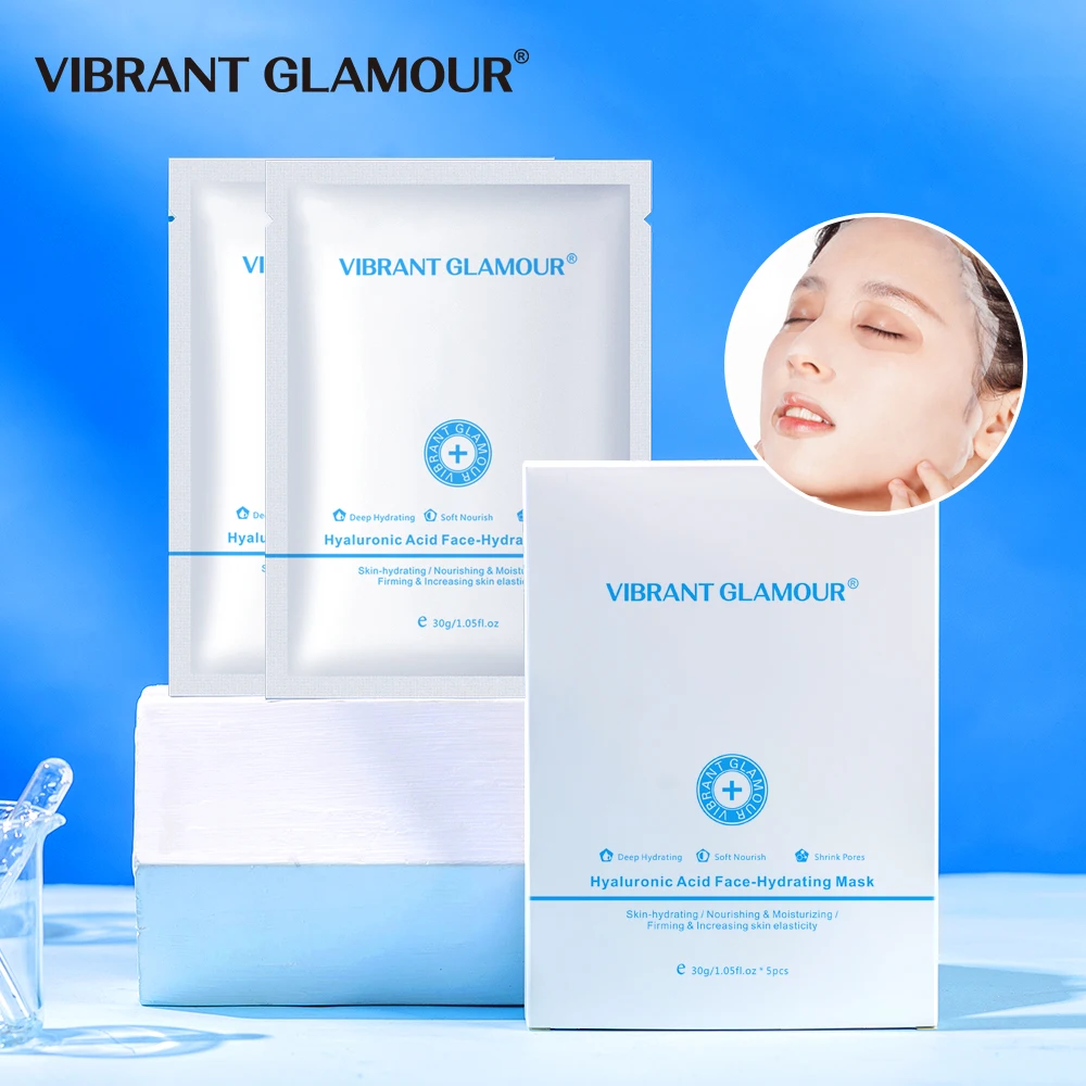 VIBRANT GLAMOUR Hyaluronic Acid Face-Hytrating Mask Nourishing Firming Shrink Pores Increasing Elasticity Facial Care 5 pack 
VIBRANT GLAMOUR Hyaluronic Acid Face-Hytrating Mask Nourishing Firming Shrink Pores Increasing Elasticity Facial Care 5 pack