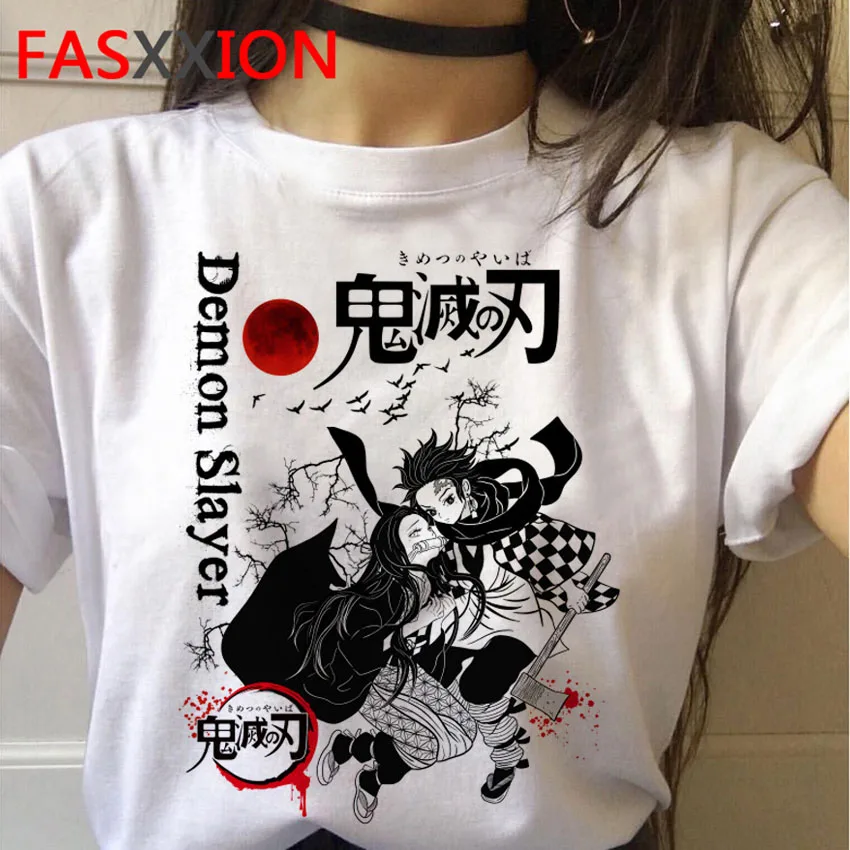 Футболка kimetsu no yaiba с изображением рассекающего демонов женская топ графическим