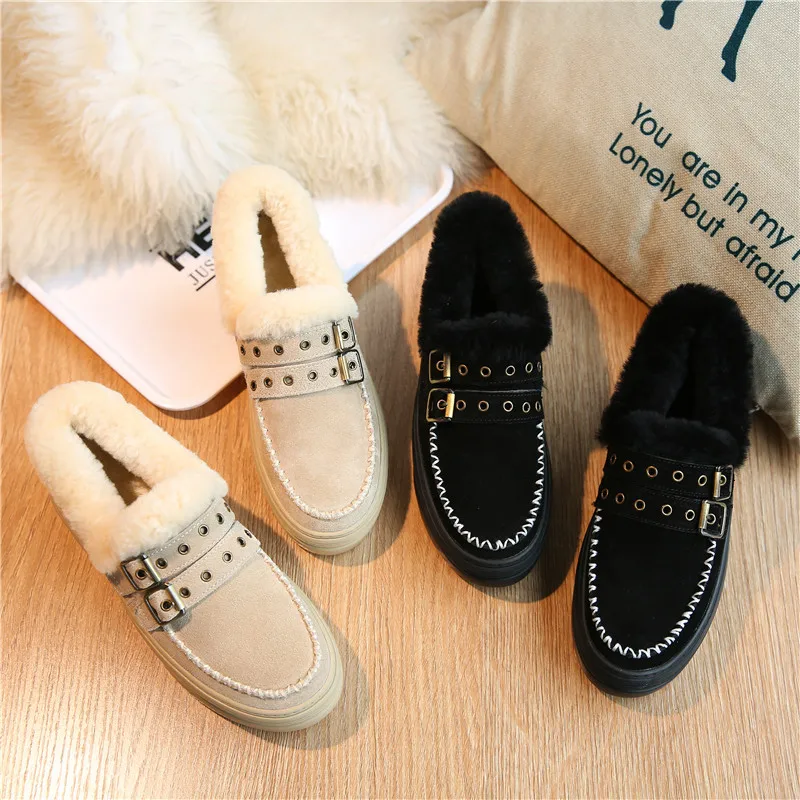 Ladies Ankle Boots Cow-Suede-Leather Wool Warm Autumn Winter Boots Buckle Slip-on Snow Boots For Women Daily Casual Thick Bottom
Ladies Ankle Boots Cow-Suede-Leather Wool Warm Autumn Winter Boots Buckle Slip-on Snow Boots For Women Daily Casual Thick Bottom