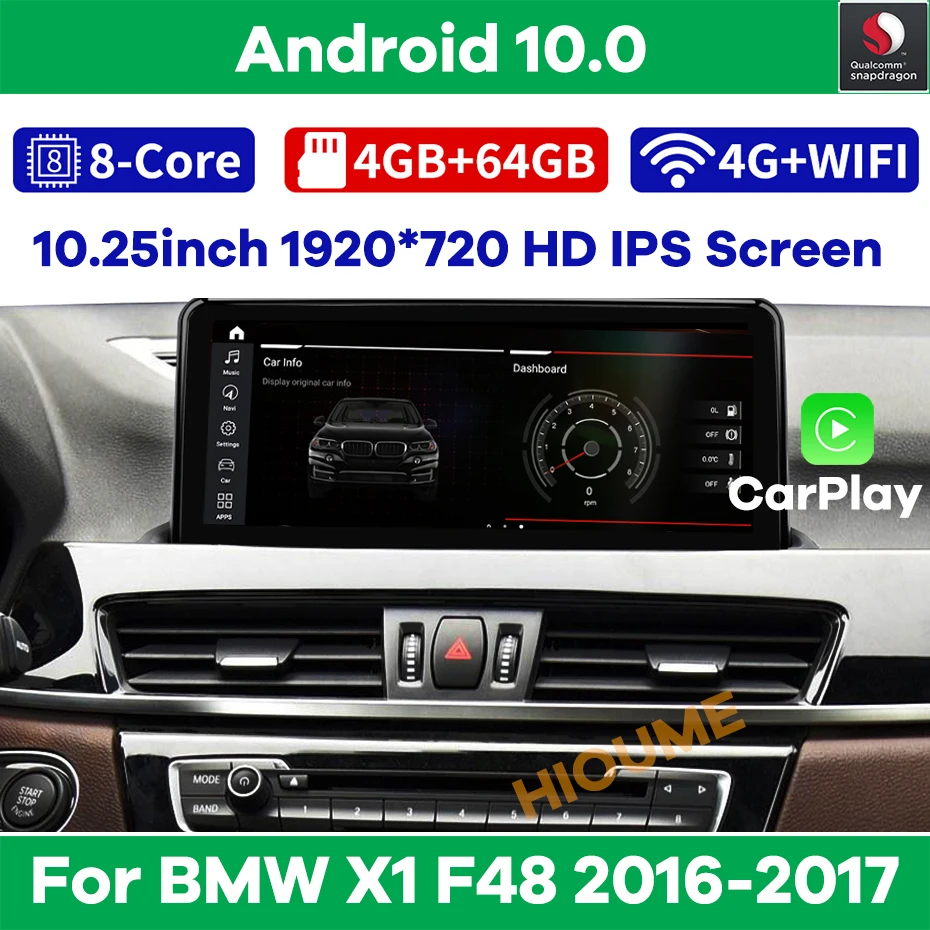Автомобильный мультимедийный плеер Snapdragon для BMW X1 F48 2016 2017 Android 10 0 радио GPS