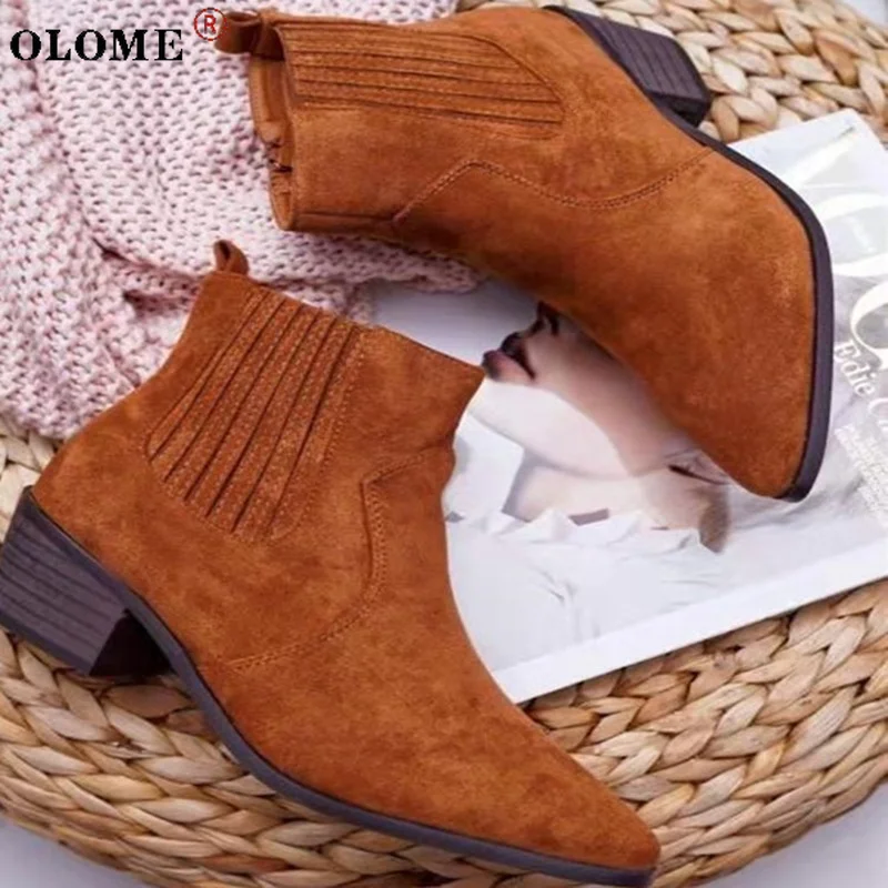 Ladies Pointed Retro Chelsea Boots Suede Western Ankle Boots Zipper Low Heel Casual Shoes Cowboy Gentleman Boots Large Size
Ladies Pointed Retro Chelsea Boots Suede Western Ankle Boots Zipper Low Heel Casual Shoes Cowboy Gentleman Boots Large Size