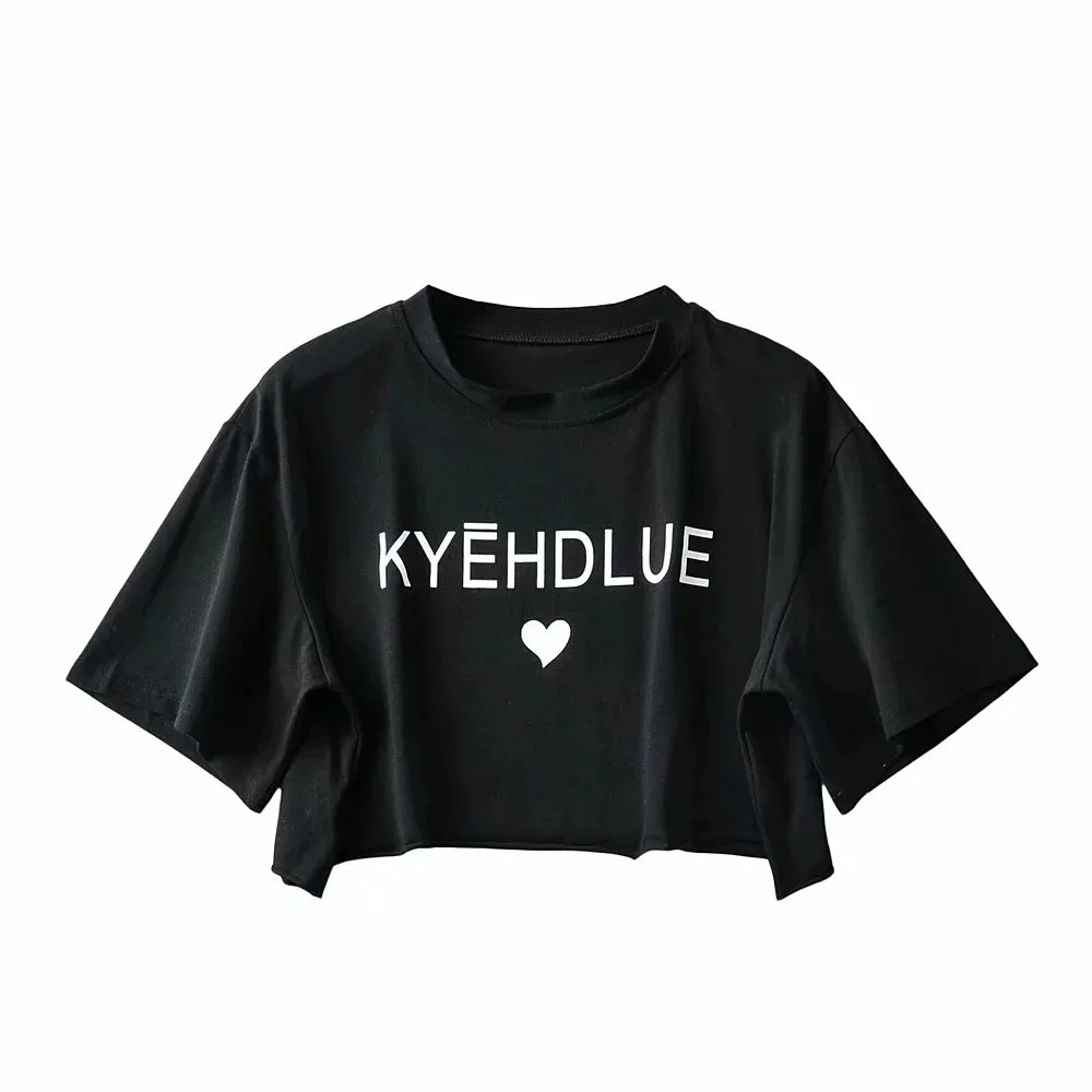 WOMENGAGA Hip Hop Letter Print Short Sleeve Loose Character Tops Women High Waist Round Neck Open Navel Curled T-shirt GQGH
WOMENGAGA Hip Hop Letter Print Short Sleeve Loose Character Tops Women High Waist Round Neck Open Navel Curled T-shirt GQGH