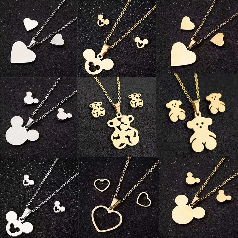 Conjunto de joyería de oso,collares y pendientes deacero inoxidable,para boda,necklace for women,regalos de joyería серьги милые 
Conjunto de joyería de oso,collares y pendientes deacero inoxidable,para boda,necklace for women,regalos de joyería серьги милые
