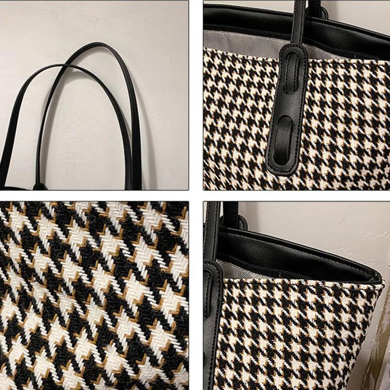 Luxury Composite Women's Bag Large Capacity Houndstooth Tote Women's Shoulder Bag Vintage Plaid Big Women Handbags Shopper Bags 
Luxury Composite Women's Bag Large Capacity Houndstooth Tote Women's Shoulder Bag Vintage Plaid Big Women Handbags Shopper Bags