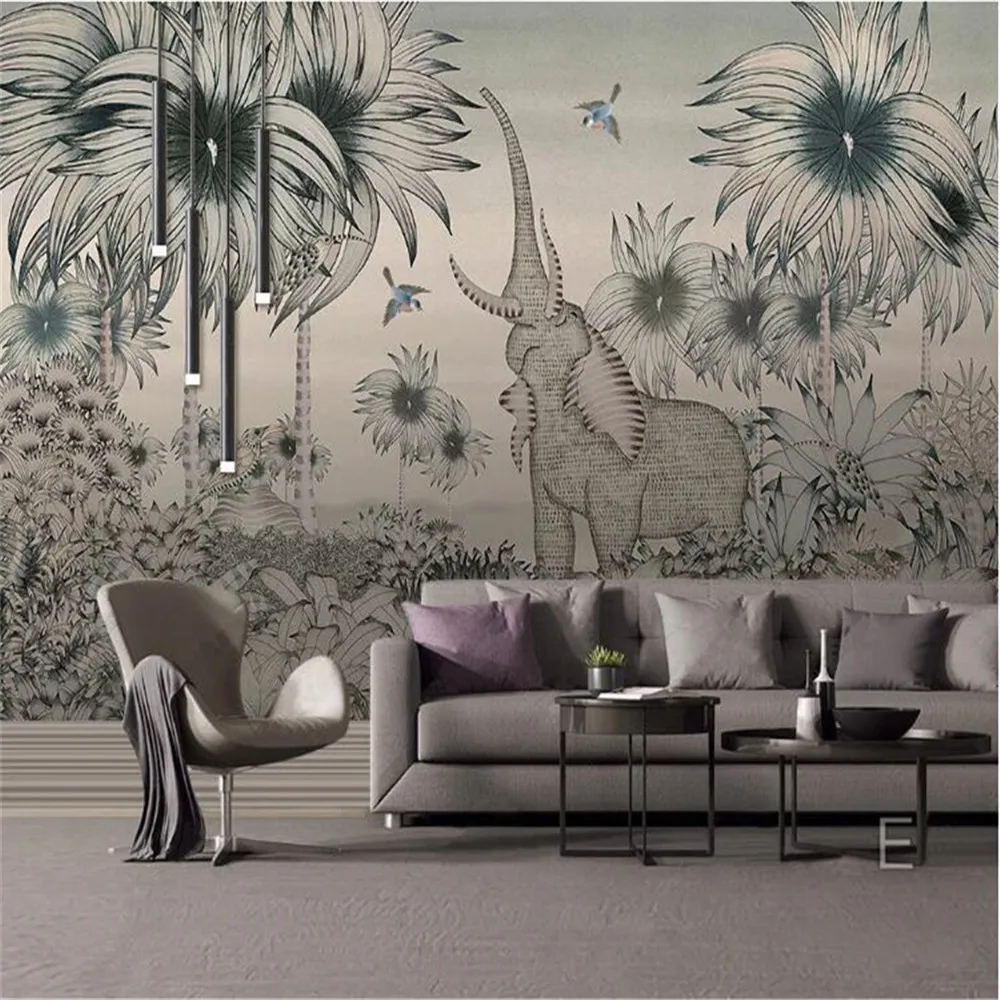 Custom large wallpaper mural medieval hand-painted tropical jungle elephant flying bird background wall wall covering
Custom large wallpaper mural medieval hand-painted tropical jungle elephant flying bird background wall wall covering