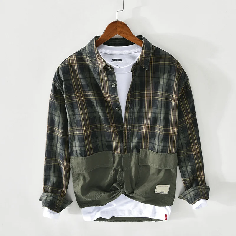 Spring Fall New Fashion Men Long Sleeve Patchwork Gradient Plaid Wild Casual Pure Cotton Shirts Japanese Trendy Blouse Chic Tops
Spring Fall New Fashion Men Long Sleeve Patchwork Gradient Plaid Wild Casual Pure Cotton Shirts Japanese Trendy Blouse Chic Tops