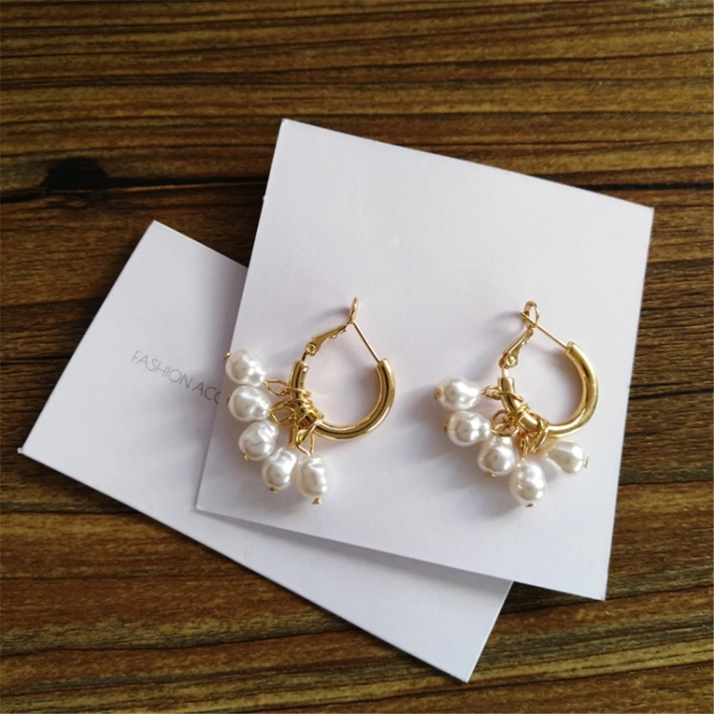 

RUANME Pair Of Pearl Earrings Tassel Earrings Contracted C Word Earrings Femininity Lady Stud Earrings Jewelry Accessories